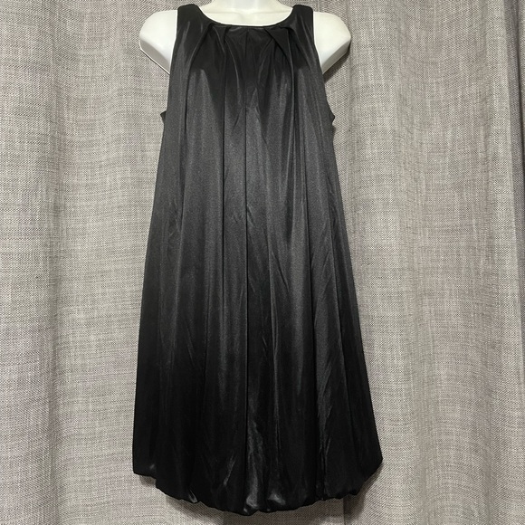 🔴🔴Connected Apparel Little Black Dress Shiny Mid Midi Knee Length - Picture 1 of 9
